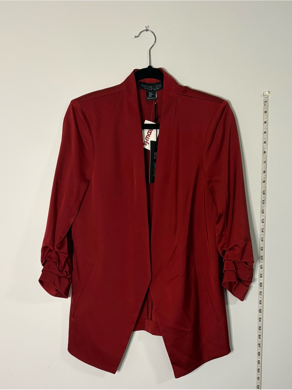 Rachel Zoe Open-Front Wine Red Blazer Jacket